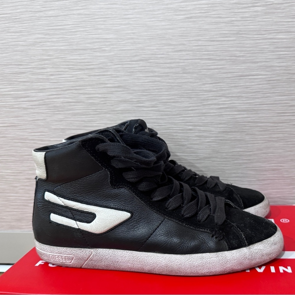 Diesel S-Leroji Mid W Womens Black Leather Lifestyle Sneakers Shoes In Sz. 7.5